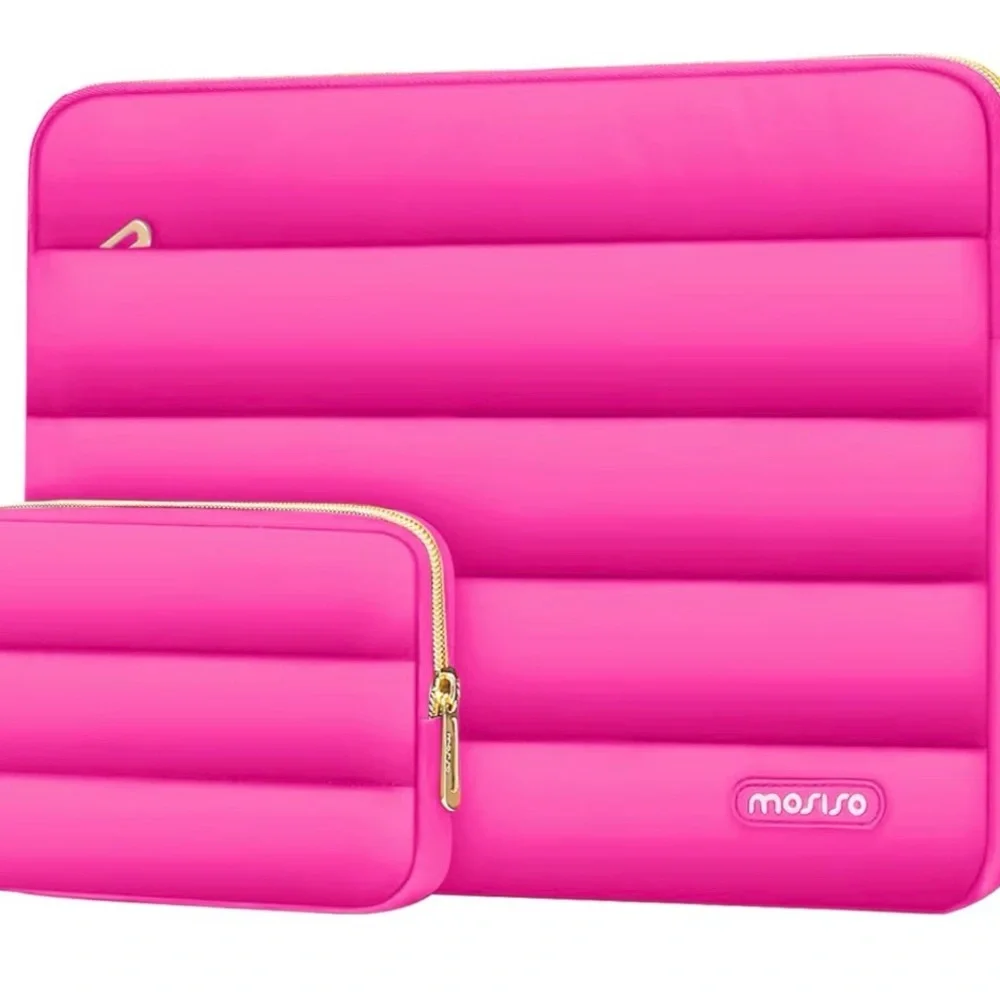 #14. Pink Puffy Tablet Laptop Sleeve Set 13.3”